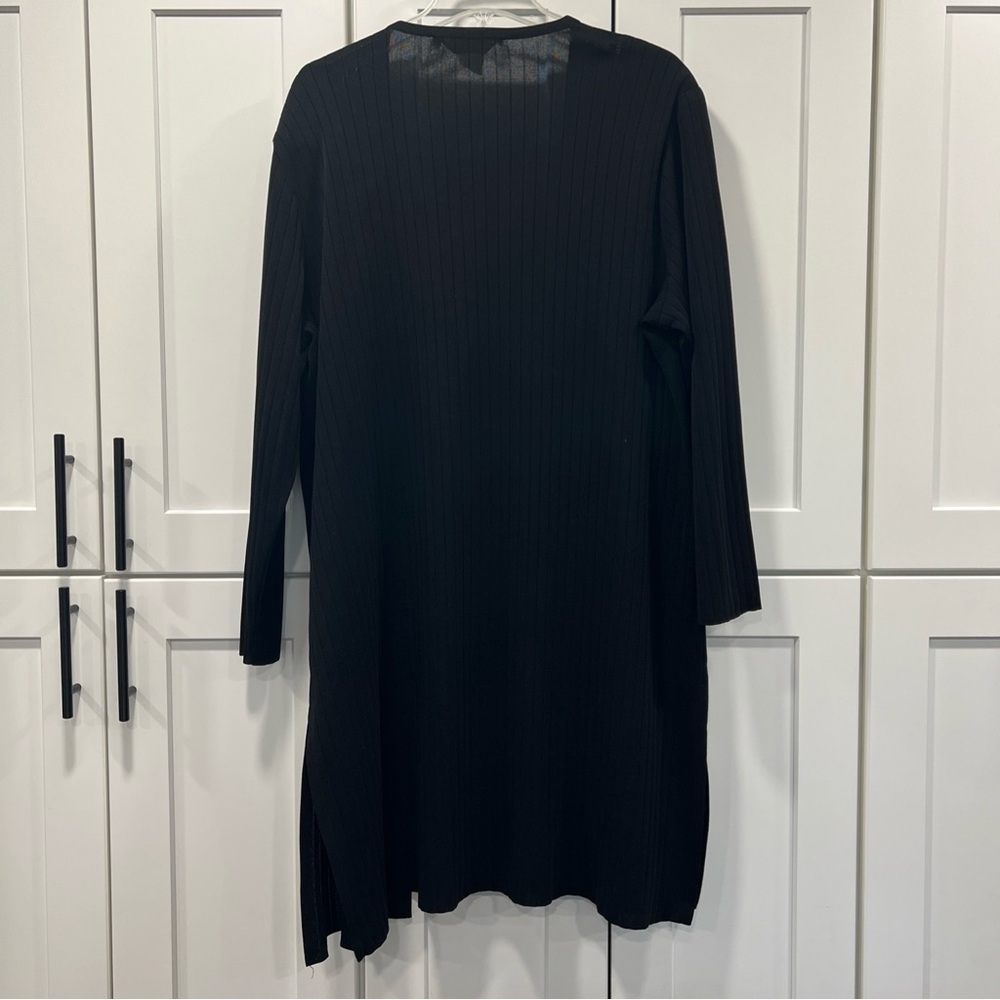 Misook Textured Black Duster Jacket 1X Vintage Cardigan 90’s Open Front Casual - Picture 6 of 11